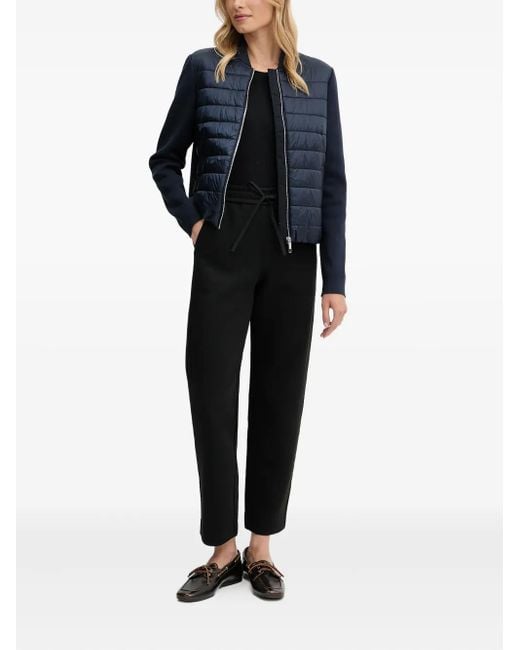 Boss Blue Quilted Knitted-Panel Bomber Jacket