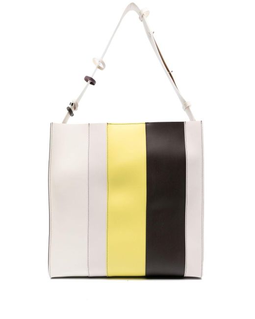 Sunnei White Gomma 9 Striped Shoulder Bag