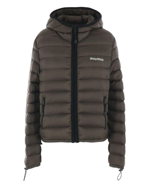 Doudoune Zippée À Empiècements Contrastants Miu Miu en coloris Black