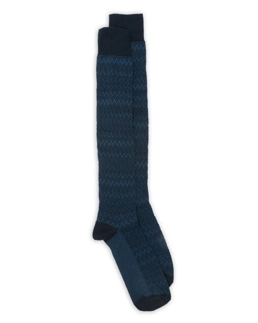 Missoni Blue Kniestrümpfe Mit Zickzackmuster
