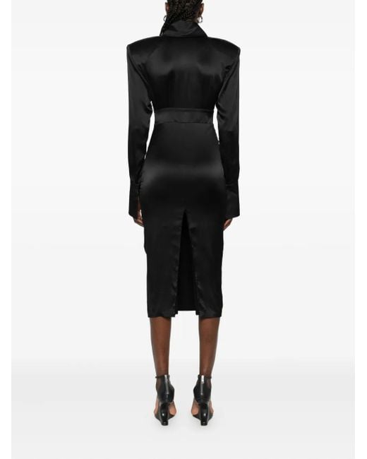 Vestiaire d'un Oiseau Libre Black Padded-Shoulder Silk Dress