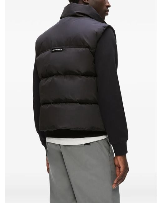 Karl Lagerfeld Black Logo-Patch Padded Gilet for men