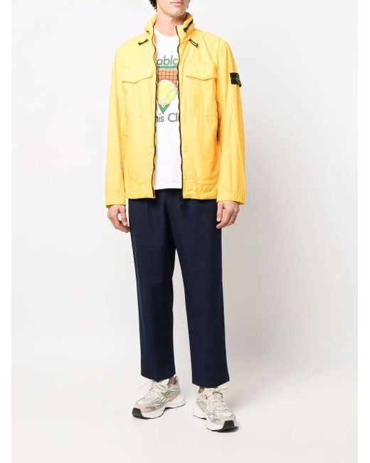 Stone Island Yellow Compass-Patch Zip-Up Jacket for men