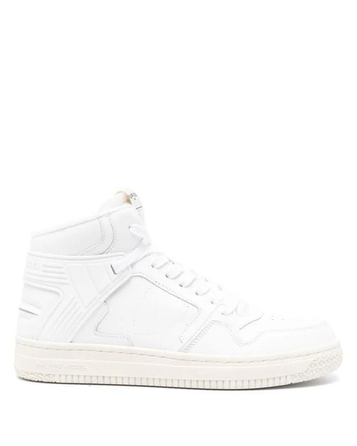 Philippe Model White Logo-Patch High-Top Sneakers