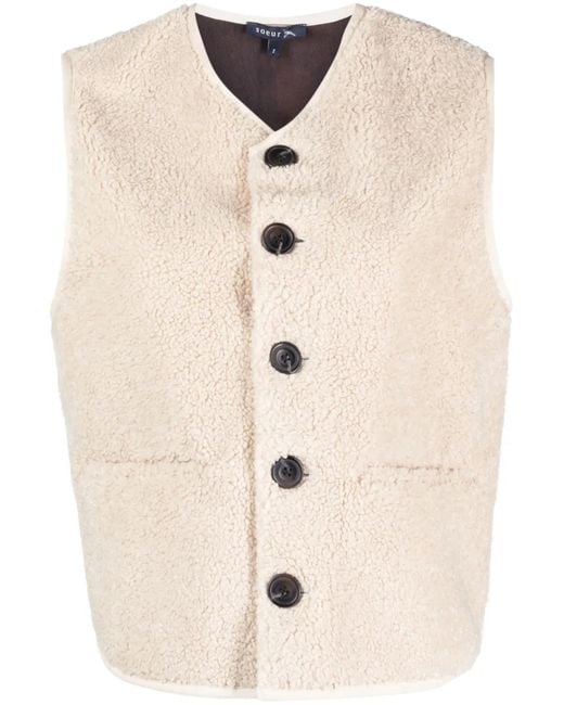 Soeur Natural V-Neck Faux-Shearling Vest