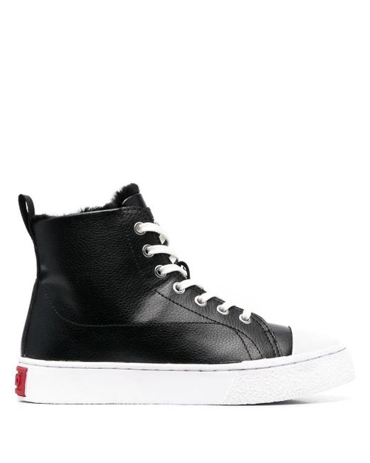 HUGO Faux-leather High-top Sneakers in Black | Lyst