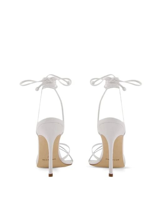 Manolo Blahnik 105 Mm Leren Sandalen Met Enkelbandje in het White