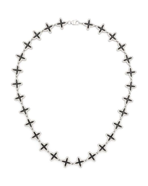 DARKAI 18kt White Gold Plated Clover Diamond Necklace for men