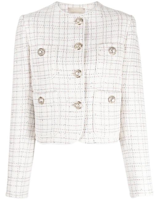 Elie Saab White Sequinned Tweed Jacket