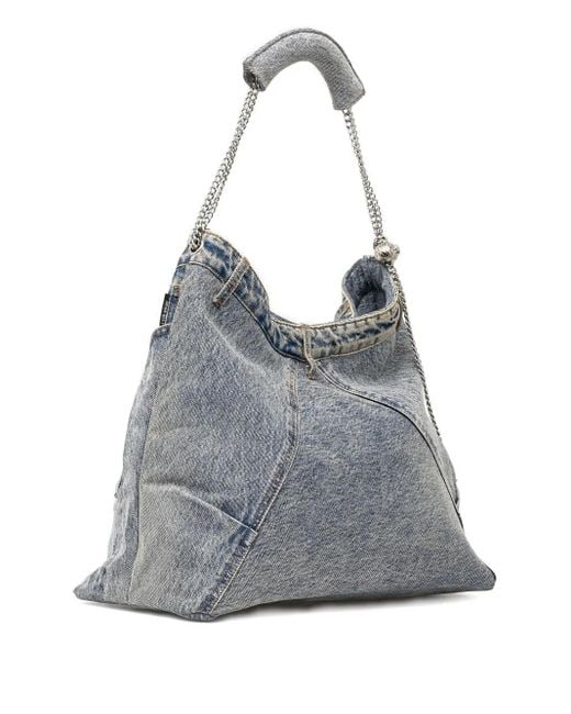 Miss Sixty Gray Denim Chain-Strap Tote Bag