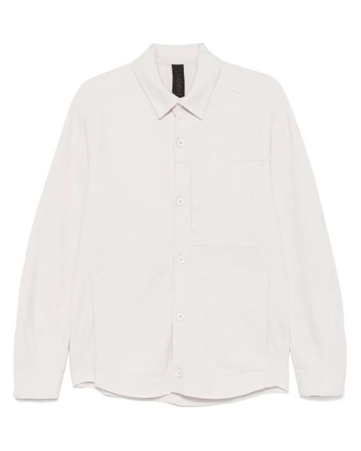 Transit White Virgin Wool Button-Up Overshirt for men