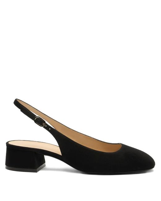 Stuart Weitzman Black Maeve Slingback Block-Heel Pumps