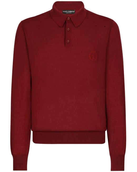 Polo con logo bordado Dolce & Gabbana de hombre de color Red