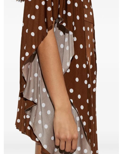 Vetements Brown Polka-Dot Pattern Asymmetric Dress