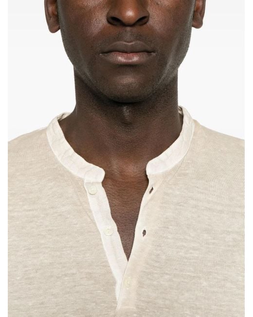 メンズ 120% Lino ヘンリーネック Tシャツ White