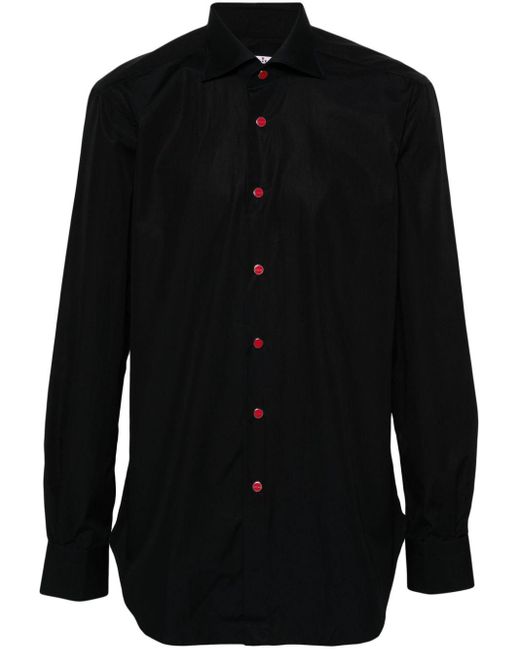 Camisa de popelina con logo grabado Kiton de hombre de color Black