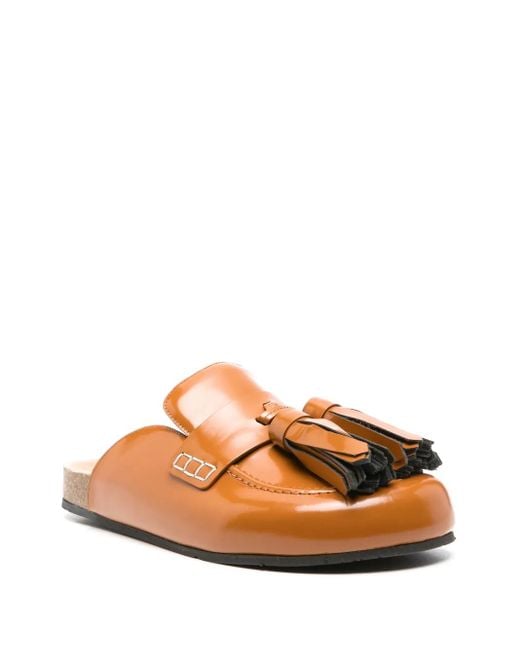 J.W. Anderson Brown Tassel-Detail Leather Mules