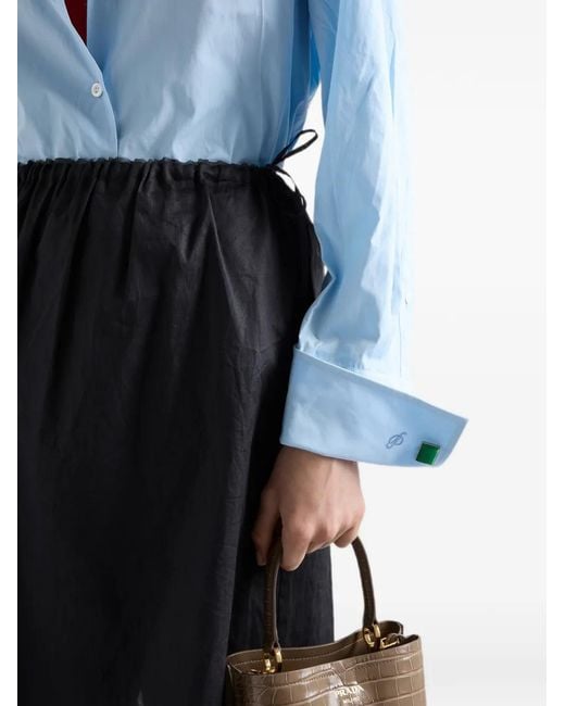 Prada Black Cotton Organdy Midi-Skirt