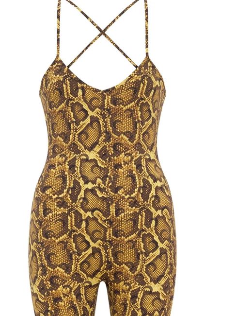 MARINE SERRE Metallic Python-Print V-Neck Jumpsuit