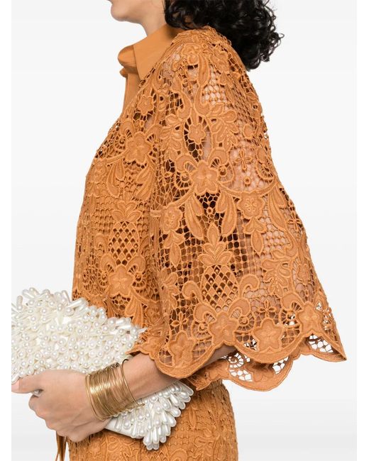 Zimmermann Orange Coco Lace Tunic Top