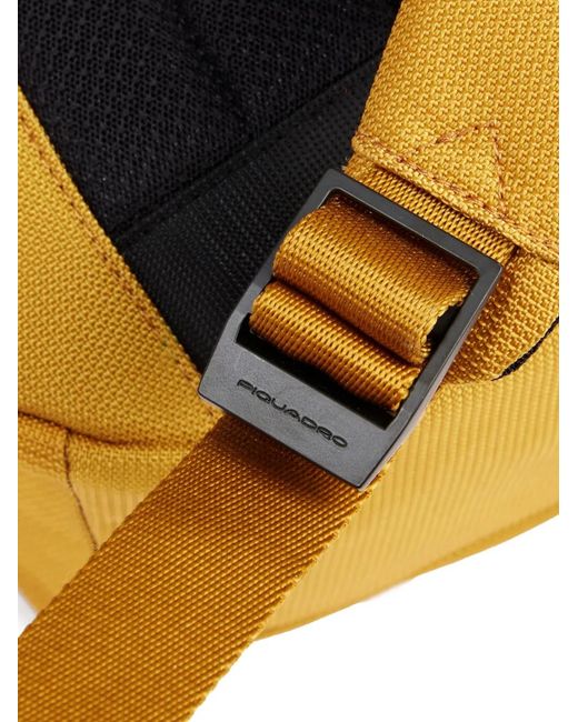 Piquadro Yellow Leather-Trim Laptop Backpack