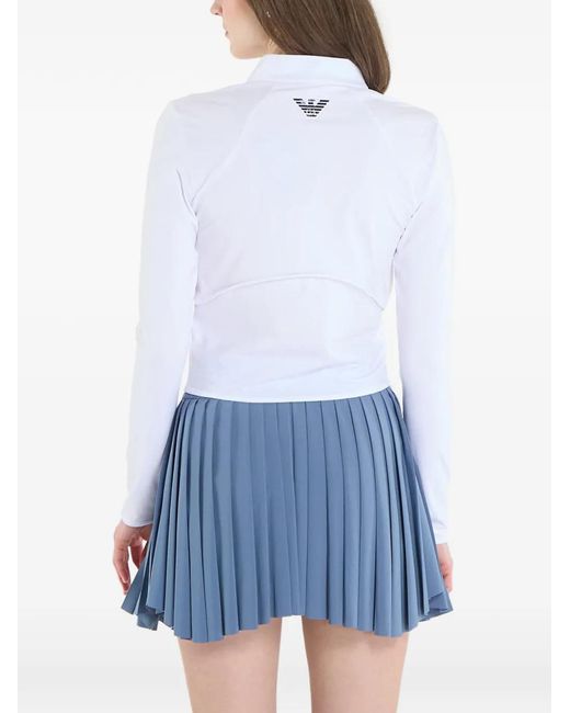 EA7 White Logo-Print Zip-Up Sweatshirt