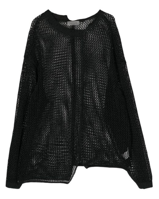 Yohji Yamamoto Black Asymmetric Distressed Cotton Jumper for men