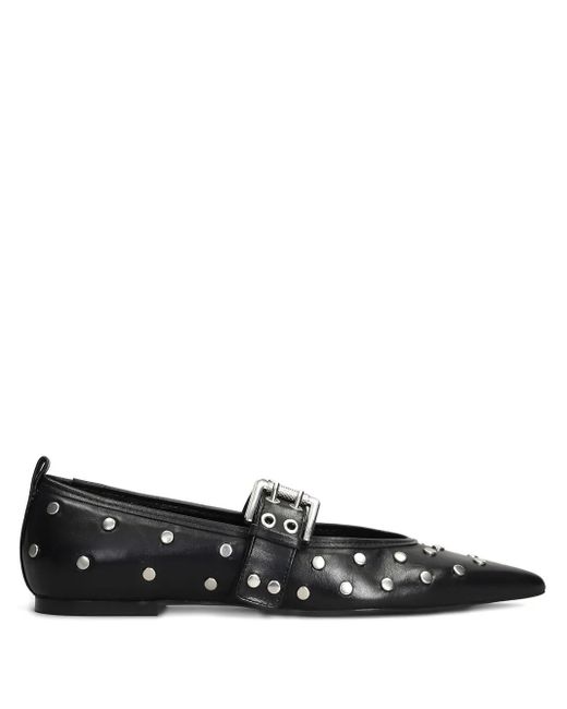 SCHUTZ SHOES Studded Flat Pumps Black