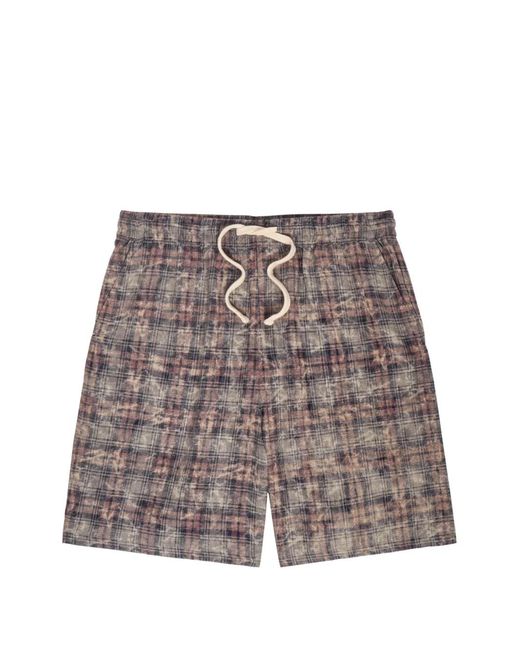 Picante Gray Rocco Check-Pattern Drawstring Shorts for men