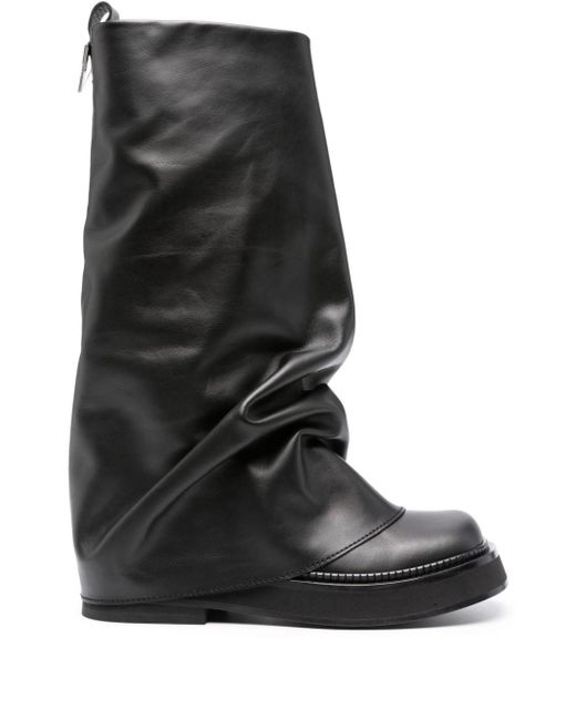 The Attico Black Robin Layered Leather Boots