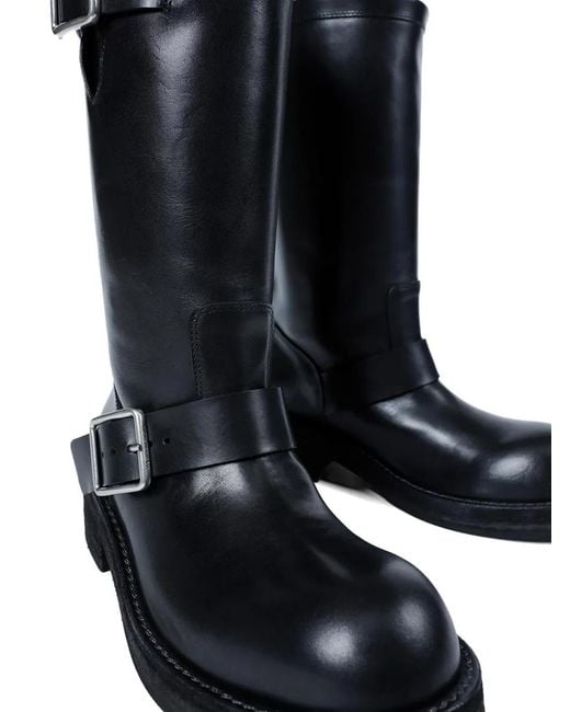 Ann Demeulemeester Black Sarith Engineer Buckle-Detail Leather Biker Boots for men
