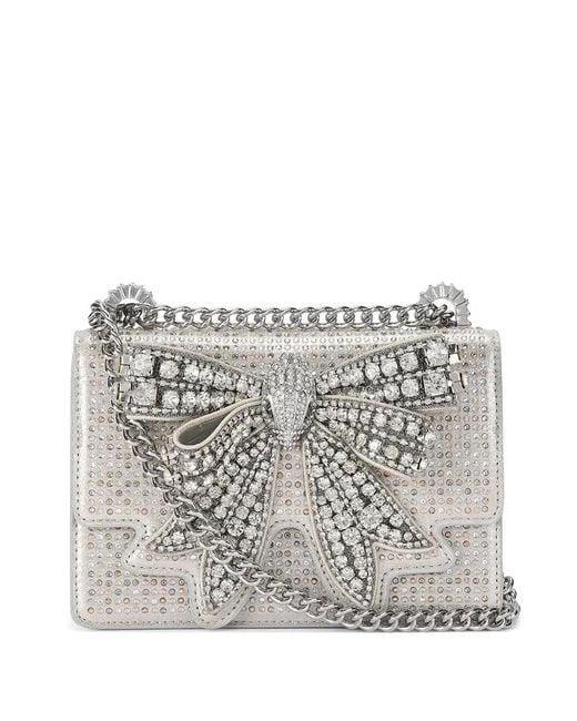 Kurt Geiger Gray Rhinestone Bow Satchel