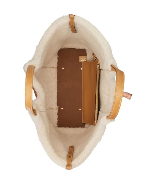 Tod's Natural Shearling-Trimmed T-Buckle Shoulder Bag