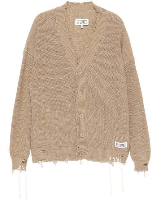 メンズ MM6 by Maison Martin Margiela ダメージ カーディガン Natural