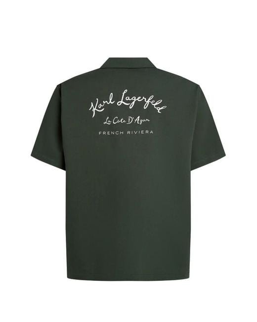 Karl Lagerfeld Green Côte D'Azur Short-Sleeve Shirt for men