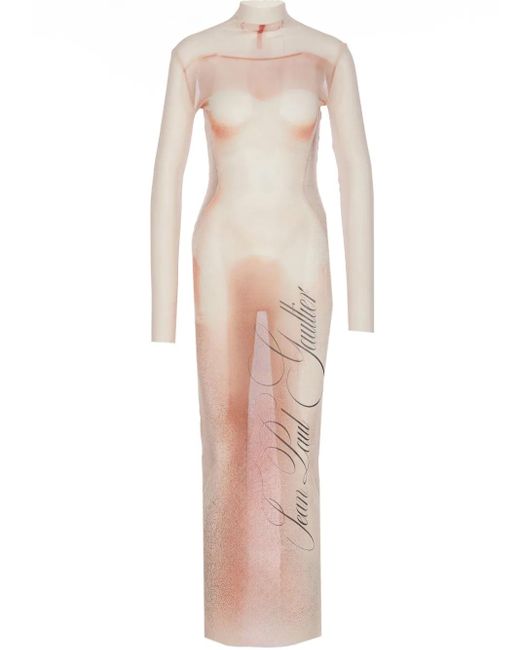 Jean Paul Gaultier White Langes Mesh-Kleid