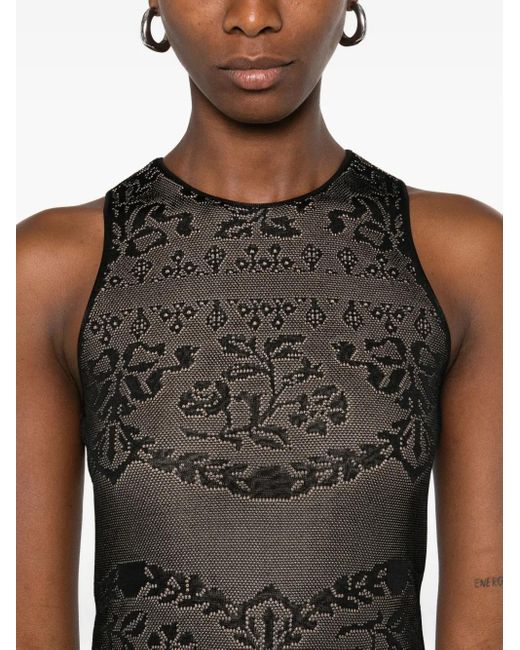 Twinset Black Openwork Midi Dress