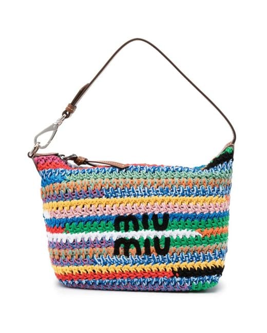 Miu Miu Blue Colour-block Crochet Mini Bag