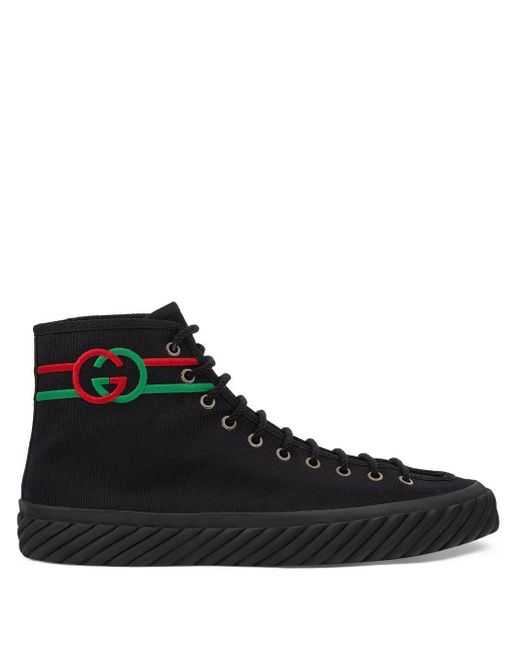 Gucci Interlocking G High-top Sneakers in Black for Men | Lyst