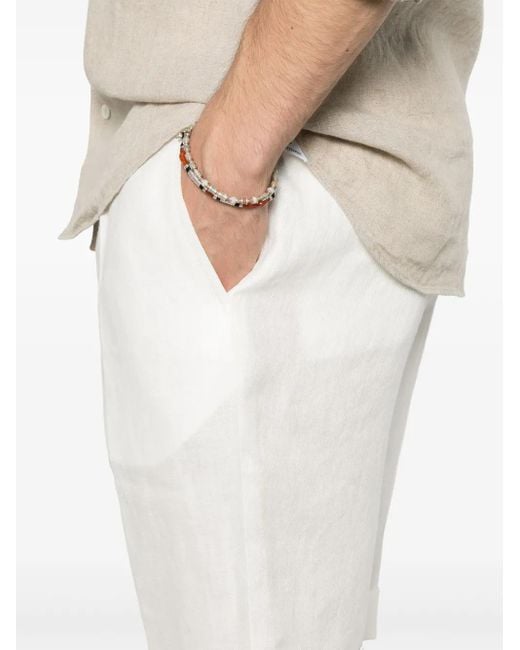 Barba Napoli White Linen Shorts for men