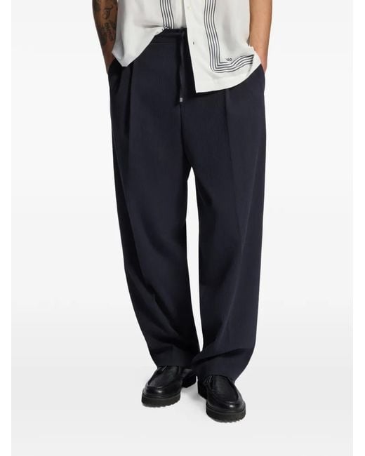 HUGO Blue Drawstring Pleated Trousers for men