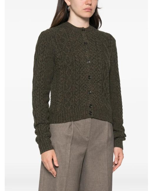 Bompard Green Cable-Knit Cardigan