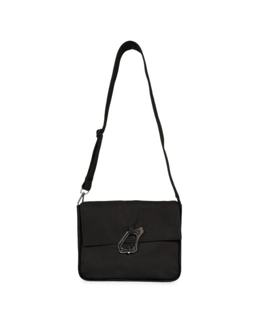 HELIOT EMIL Black Carabiner Canvas Shoulder Bag for men