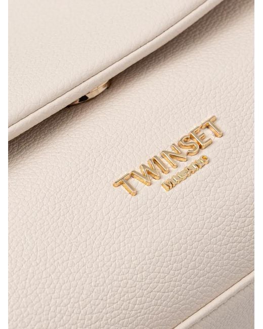 Twinset Natural Logo-Plaque Knotted-Handle Shoulder Bag