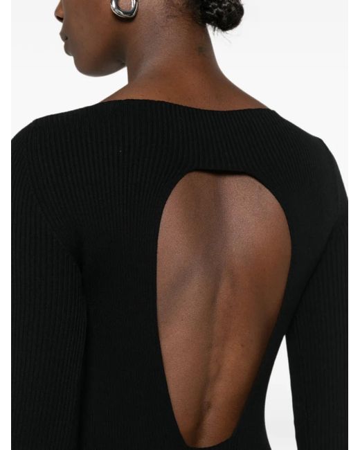 Rick Owens Black Cut-Out Ribbed Mini Dress