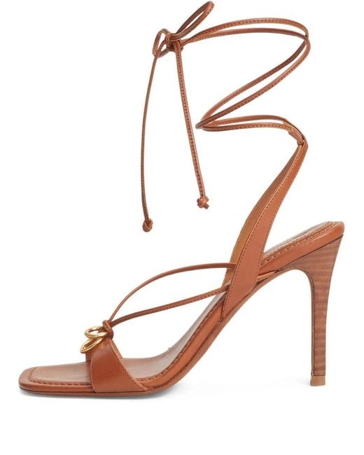 Polo Ralph Lauren Brown O-Ring-Detail Leather Heeled Sandals