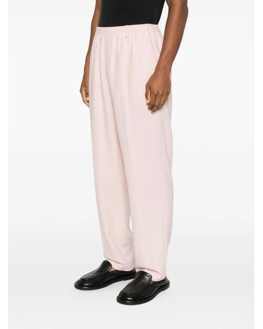Cellar Door Pink Elasticated-Waistband Wool Trousers for men
