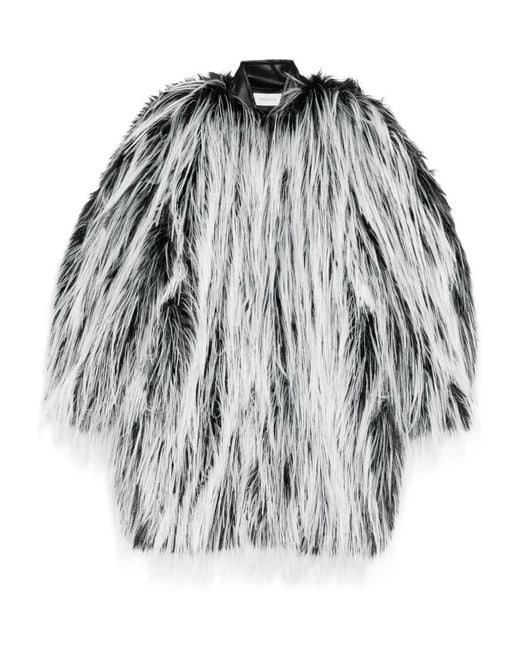 Sportmax Gray Runway Faux-Fur Coat