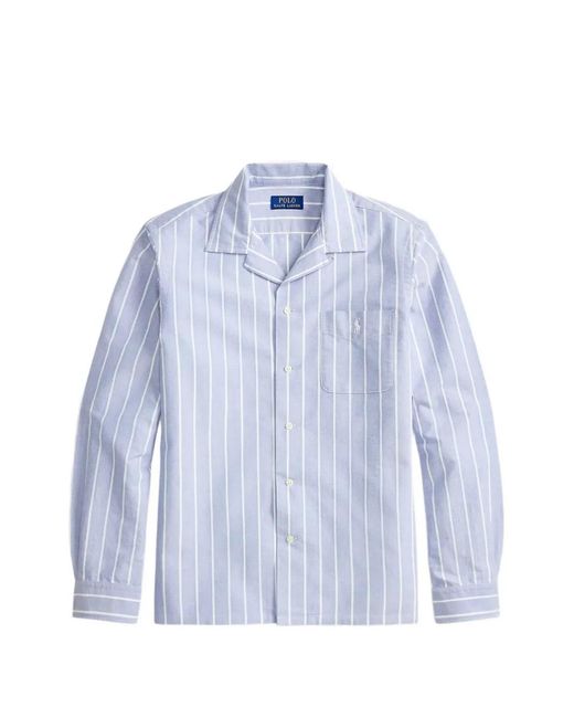 Polo Ralph Lauren Blue Classic-Fit Striped Oxford Camp Shirt for men