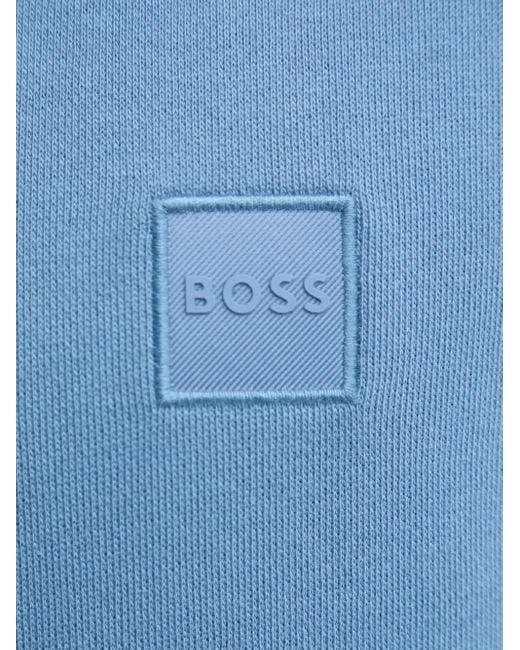 Boss Blue Wetalk Logo-Patch Hoodie for men